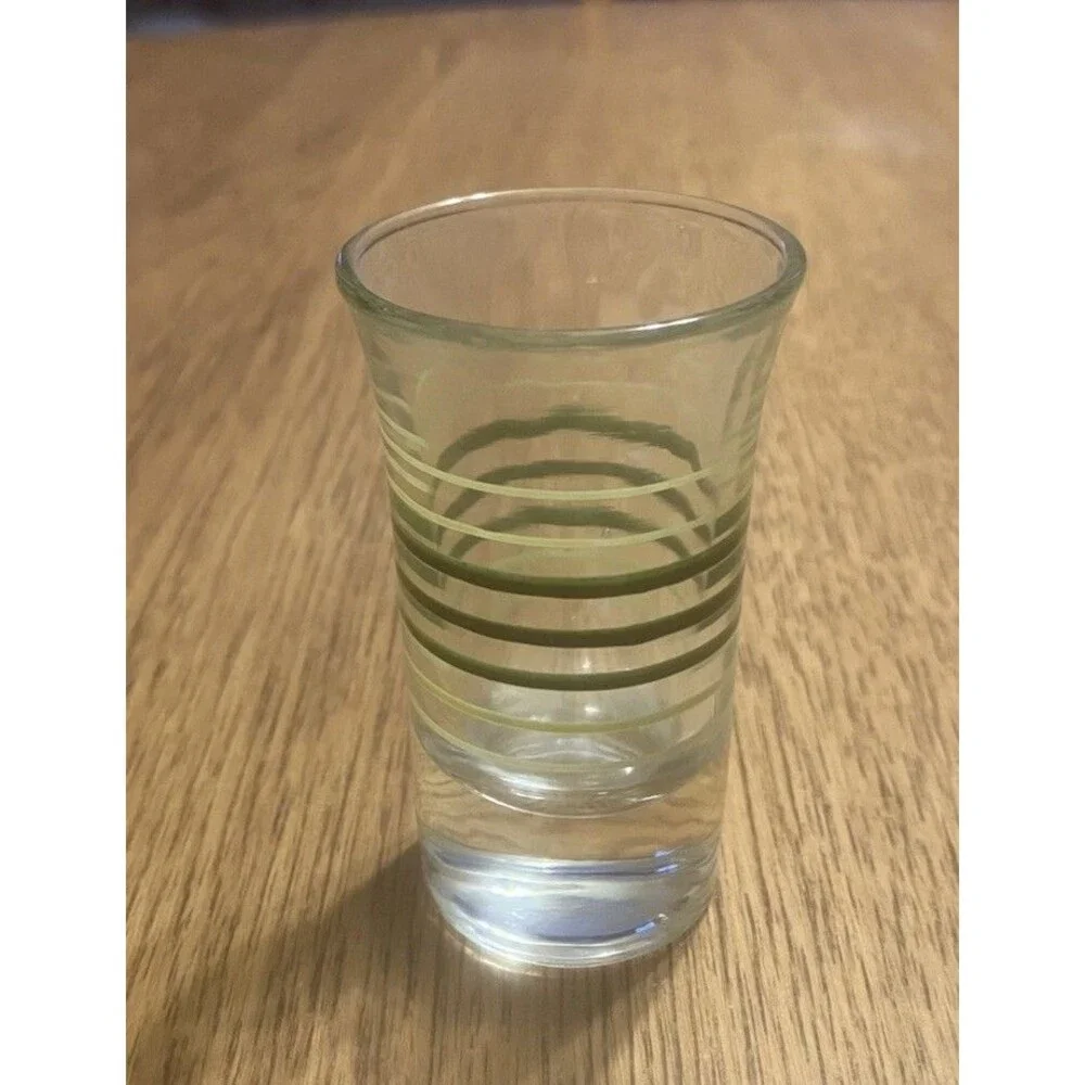 Vintage Hazel Atlas MCM Green Rings Shot Glass